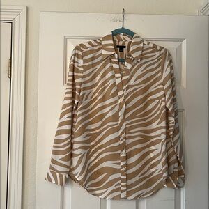 Ann Taylor Tan and White Zebra Print Blouse